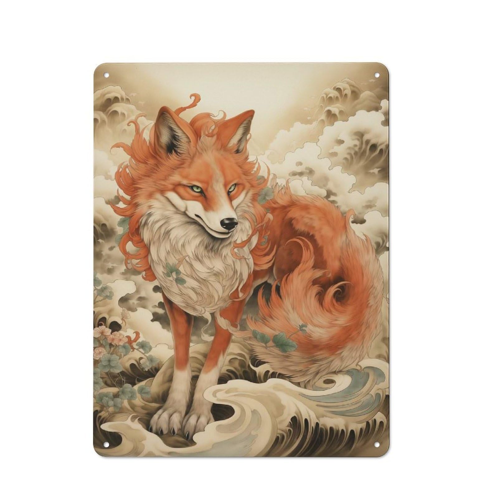 Junmoney Style-18 Garage Style Enchanted Fox Retro Metal Sign 40X30cm, Workshop Wall Decor For Tool Room, Garage, Studio Or Home Bar