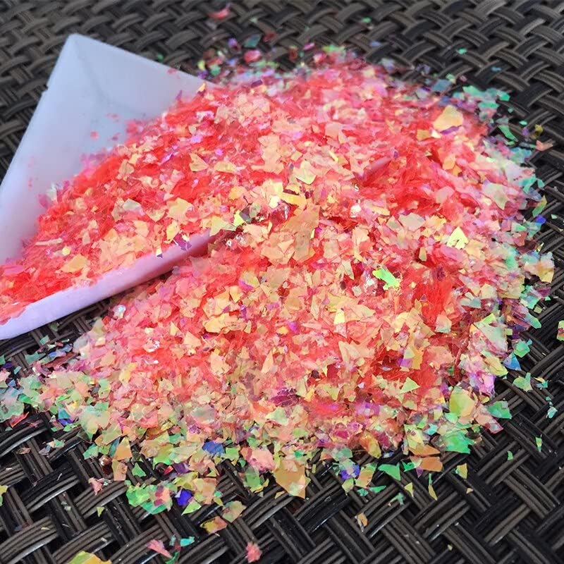 Cameo Crushed Sea Ice Mylar Shell Glitter Podwer Irregular Manicure Acrylic Nail Glitter Powder Orange Red 11