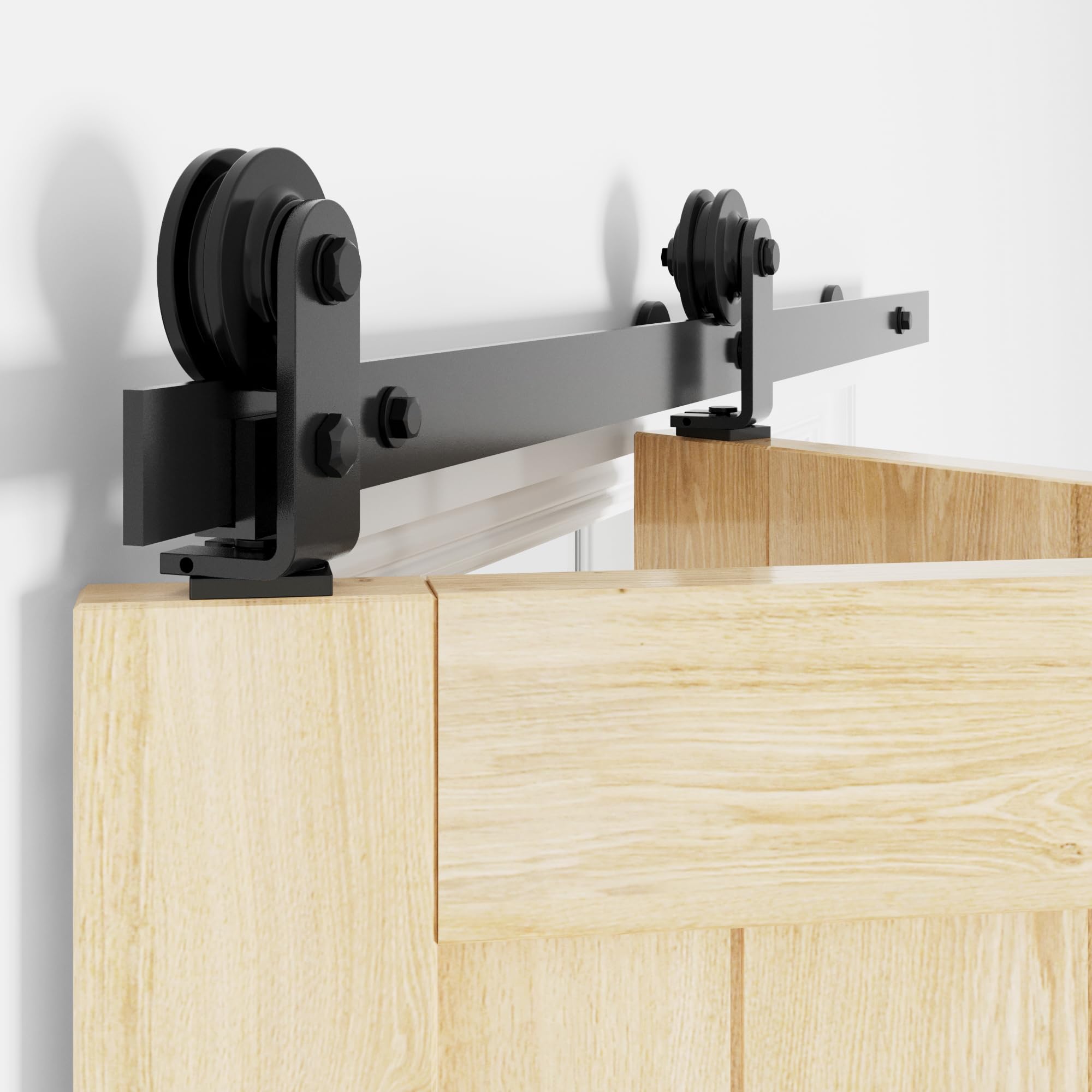 WINSOON Bifold Barn Door Hardware Kit, Bi Fold Door Hardware Kits with 60" Track for Max Two 28" Sliding Closet Doors,Black Folding Door Kits (Doors not Included)