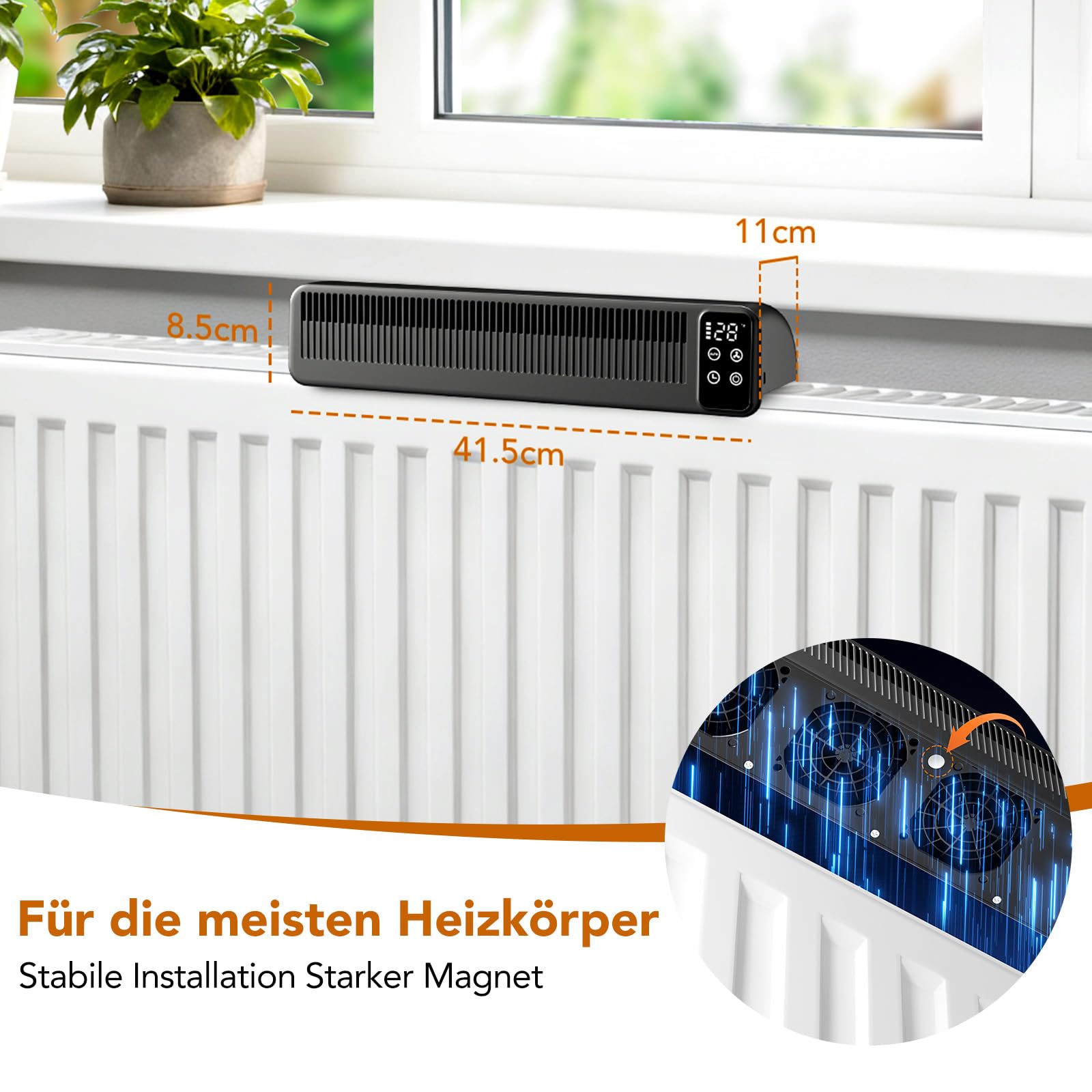 Esjay Ventilador de Radiador, Ventilador para Calefacción, Radiador, Mejora de la Distribución del Calor, Ahorro de Energía, 2 Modos (1 unidad, Negro)