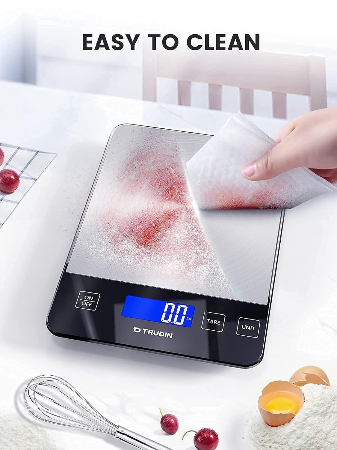 15 kg Lebensmittelwaage, NASA-Qualität, digitale Küchenwaage, misst präzise Gramm und Unzen zum Backen und Kochen, wasserdichtes gehärtetes Glas und Edelstahl-Plattform