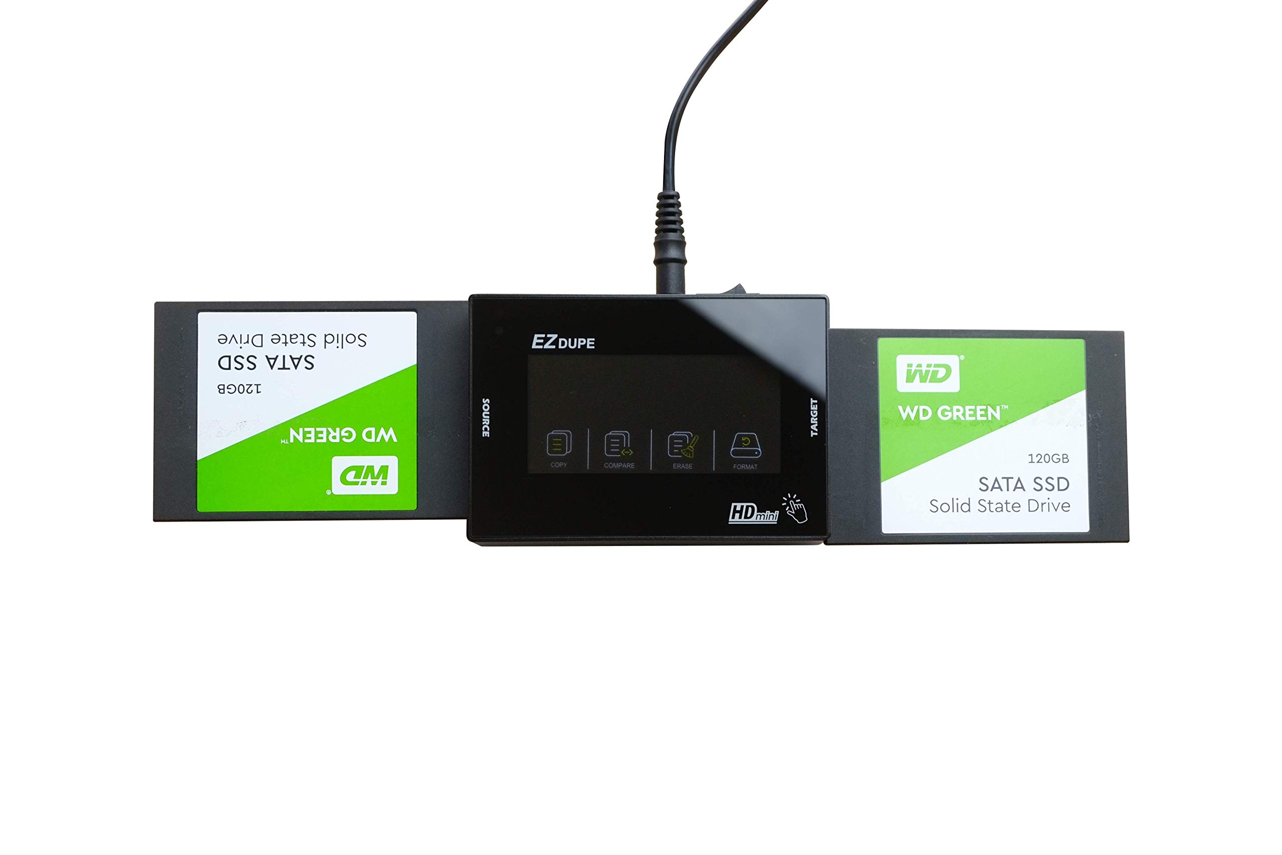 EZ Dupe - Duplicatore per disco rigido da 1 a 1 con touch screen per memoria SSD da 3,5" e 2,5", 150 mb per secondi di velocità copiatrice (serie SOHO HDMini) DM-HS0-2H1BTP