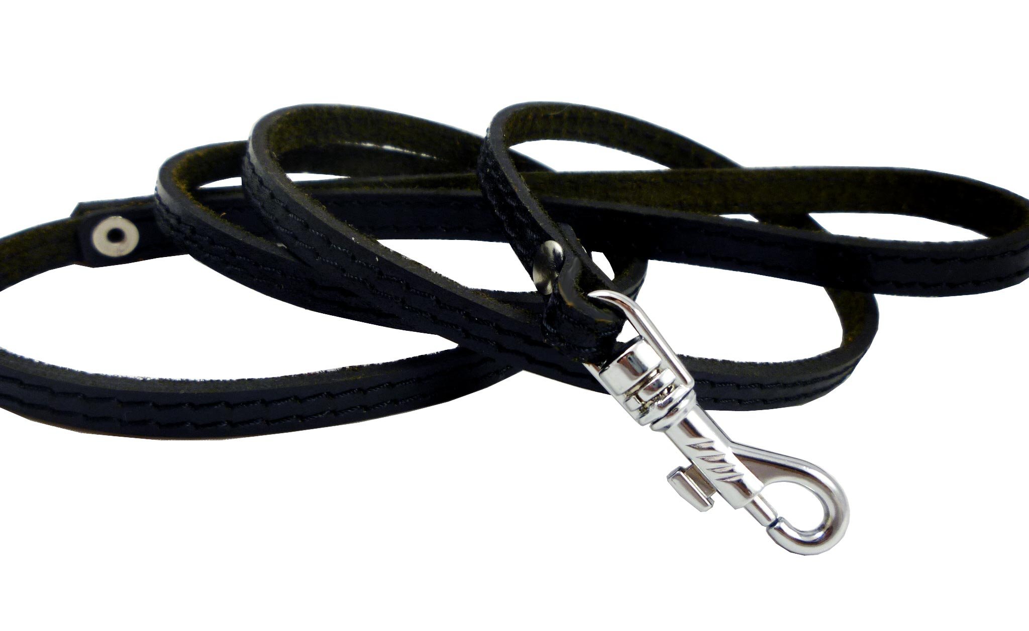 4' Genuine Leather Classic Dog Leash Black 3/8