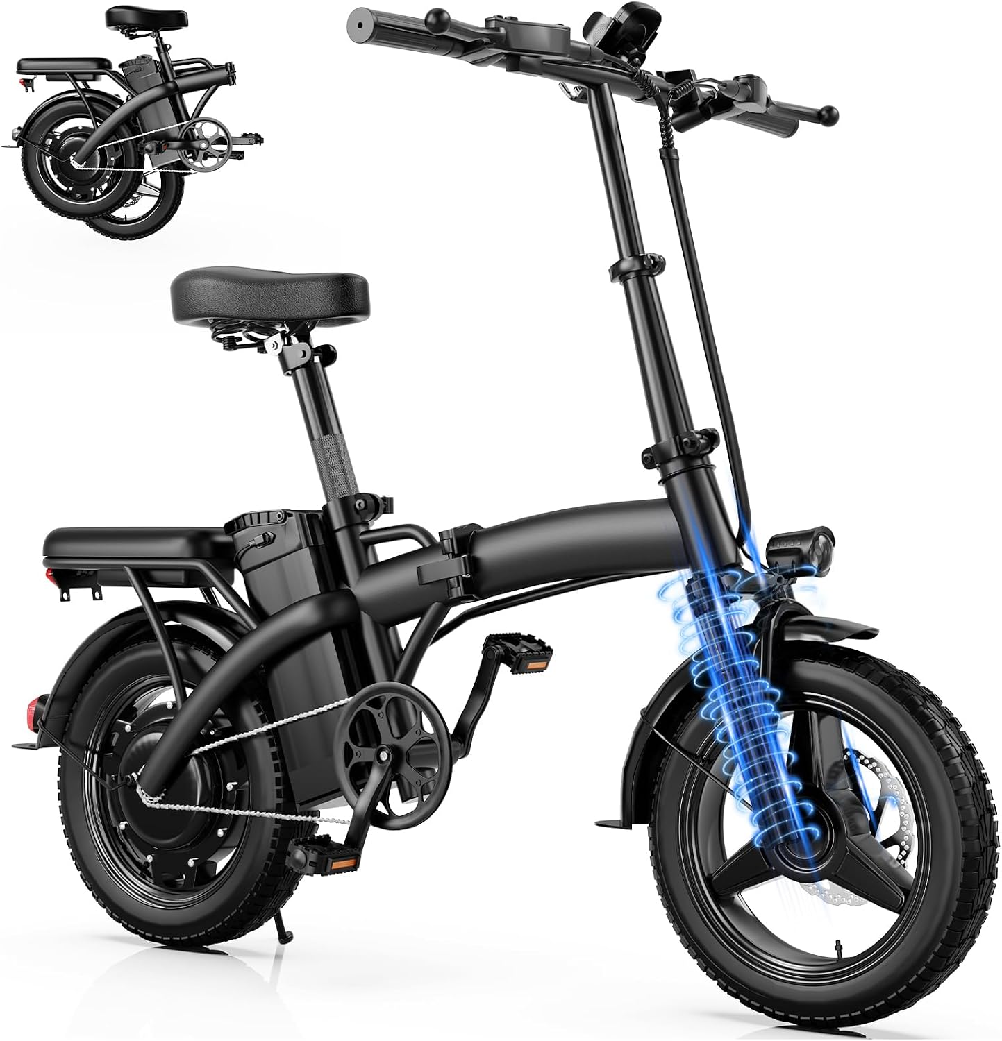 Electric Bike for Folding Adults, 550W 48V 12Ah EBike Climbs 30° Slopes, 23MPH Miles Range, 35 Miles Range, UL Certified E-Bike Dual Disc Brakes,14" Commuter Ebike