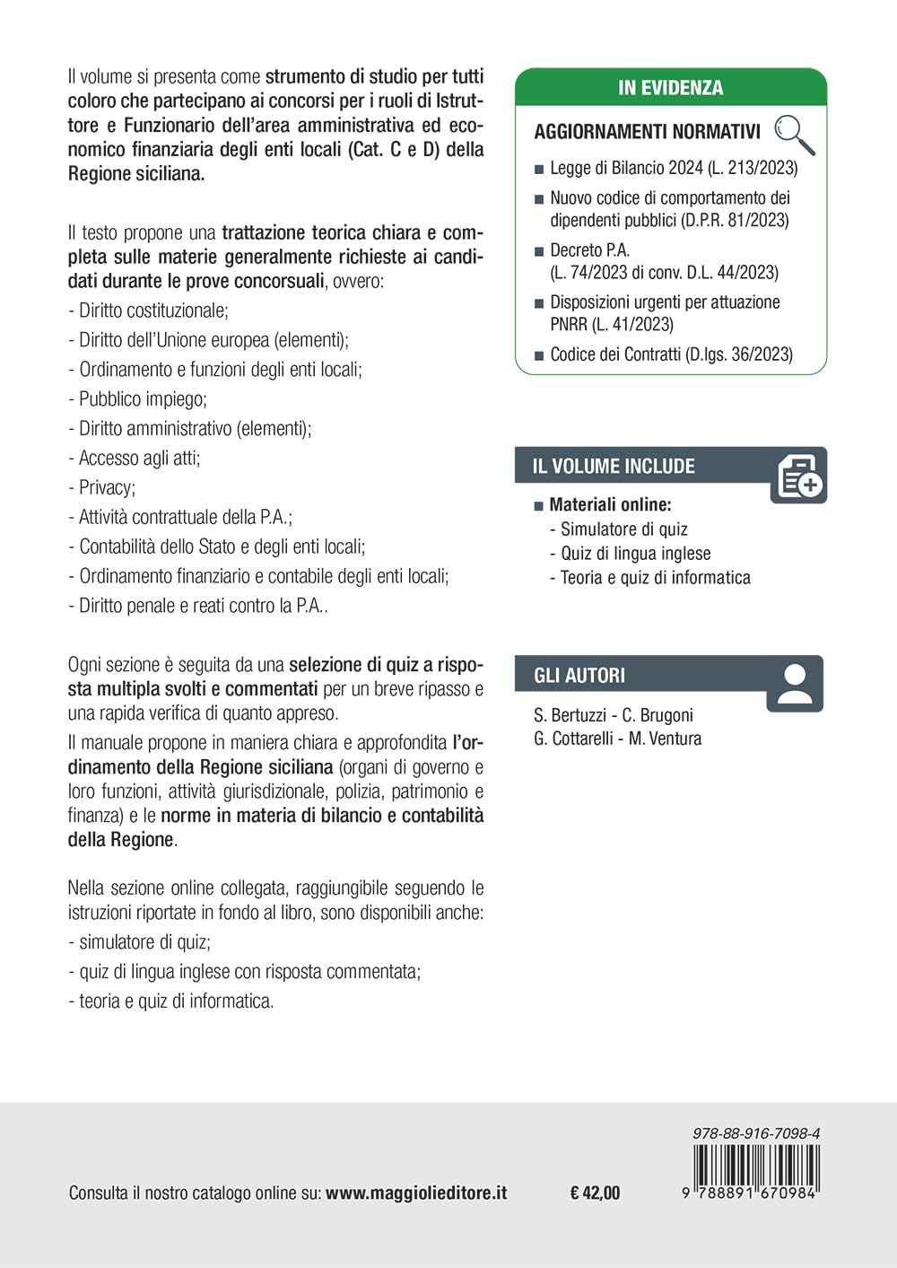Concorso Regione Sicilia istruttore funzionario enti locali. Area amministrativa ed economico-finanziaria Cat. C e D. Teoria e test. Con software di simulazione