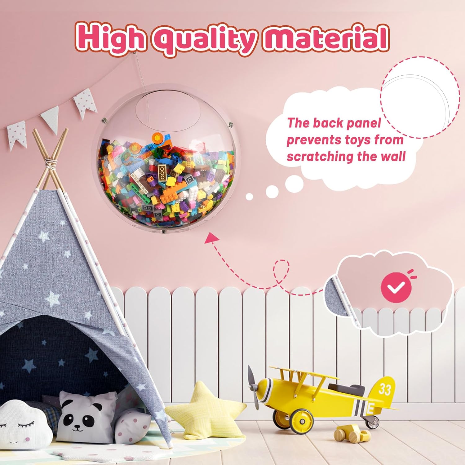 2 Pack Acrylic Wall Organizer Acrylic Toy Dispenser for Wall, Toy Storage Display with Back Panel Hanging Clear Holder for Blocks, Snacks, Cars - Image 5