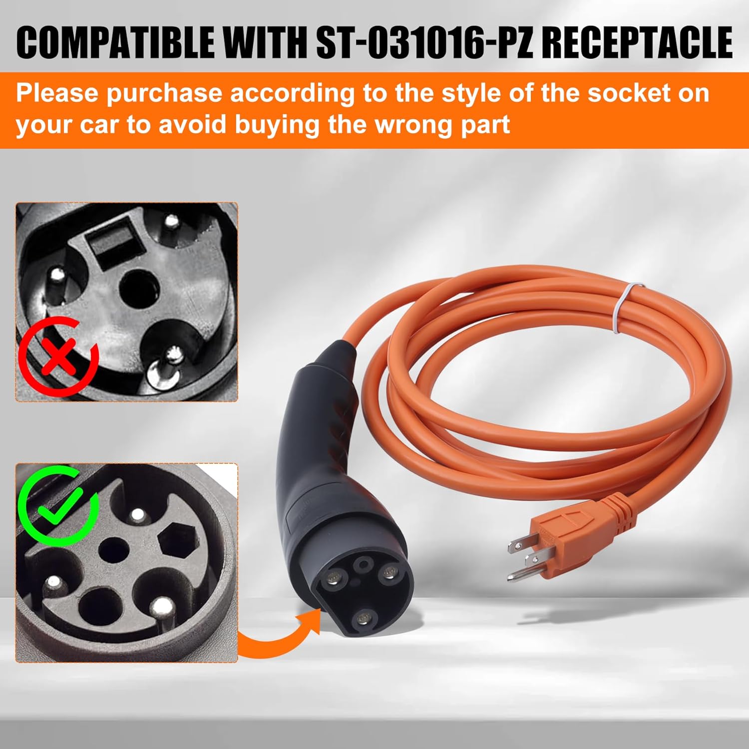 2.04.0620 Golf Charging Power Cord Fits for Evolution Golf Carts 120V 3 Pin Golf Cart Power Cord