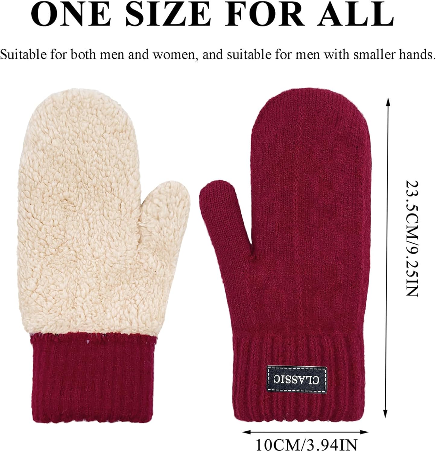 Beurlike Winter Mittens Gloves for Women Warm Fleece Lining Knit Thick Gloves for Cold Weather - Image 3