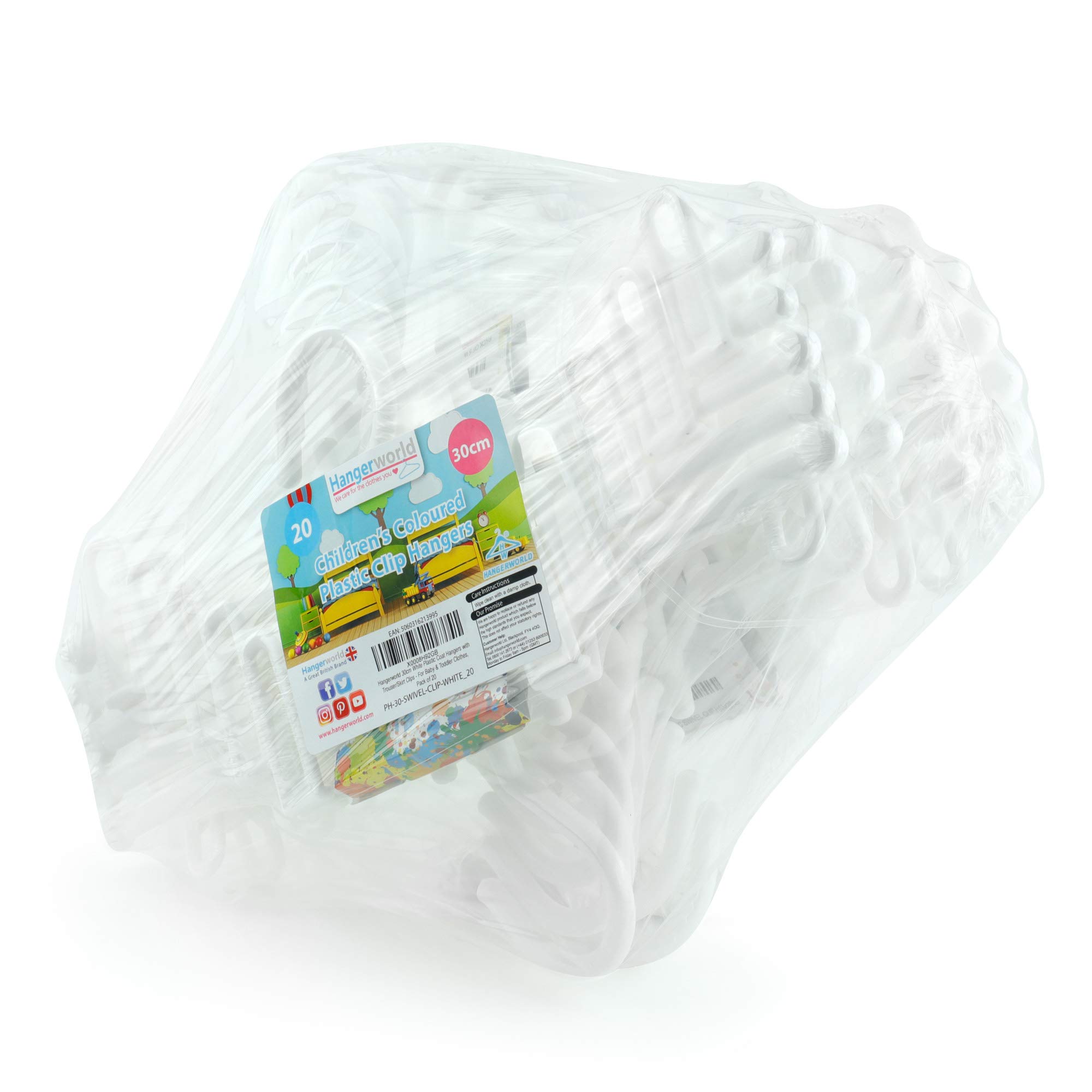 HANGERWORLD 20 grucce bianche in plastica da 30 cm, per top coat e indumenti per bambini