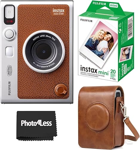 Fujifilm Instax Mini EVO Paquete de cámara instantánea híbrida con funda compatible con Fujifilm Instax Mini EVO + Fujifilm Instax Mini Twin Pack