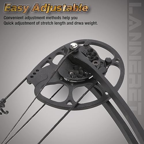 Miniatura 4 de Lanneret Juegos de arco compuesto y tiro con arco – Arcos compuestos de tiro con arco a mano derecha, 0-70 libras, peso de tracción ajustable