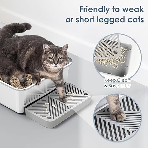Miniatura 2 de Suzzipaws Paquete de 2 cajas de arena para gatos de acero inoxidable extra grandes de 20 litros, caja de arena de metal para gatos grandes, bandeja