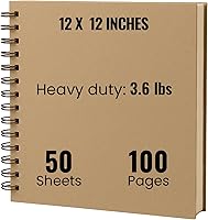 ModernShop 12x12 Extra Thick Kraft Scrapbook Album - 250gsm Acid-Free Paper, 50 Sheets, Hardcover Spiral Bound