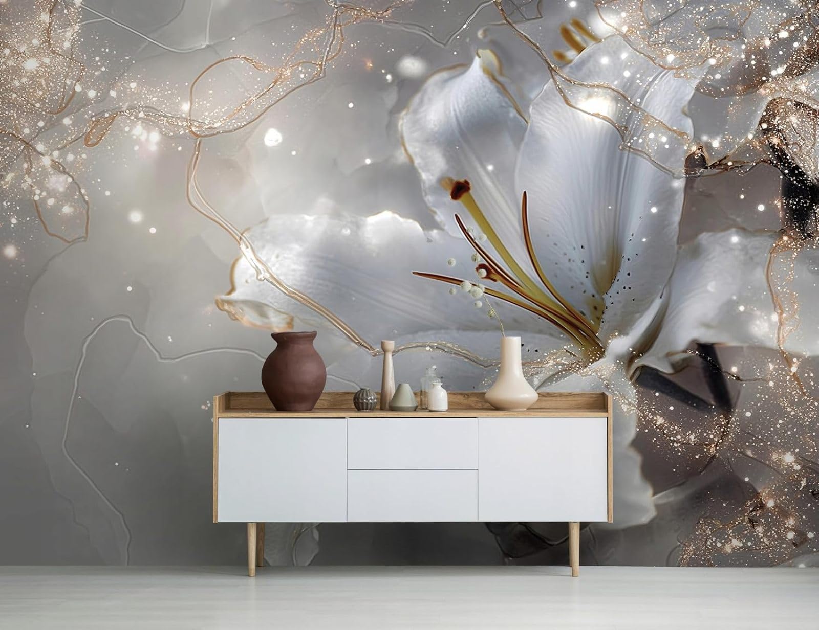 Kfjhgbdshhj 3D Mural Photo Mural-Wallpaper - Flowers - For Living Room Bedroom - 3D Effect Natural,400Cmx280cm Poster - Wall Sticker - Frameless Picture