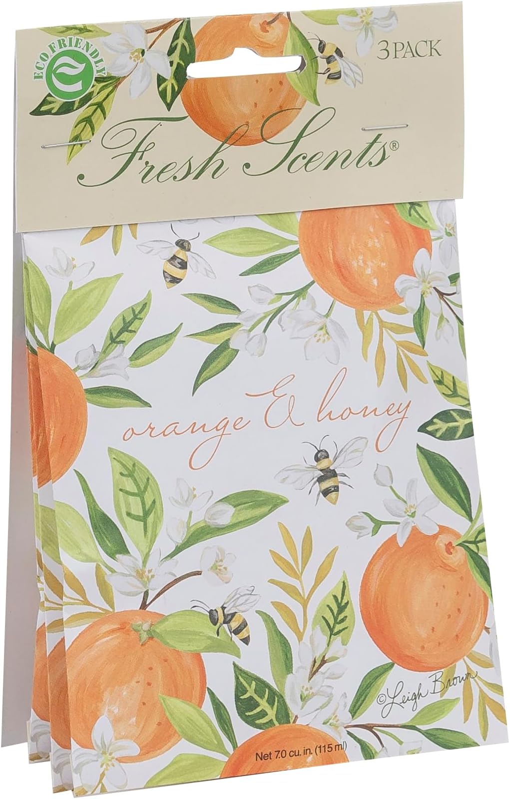 Willowbrook | Fresh Scents Scented Sachet Packet | Orange & Honey | Air Freshener Bags for Drawers, Closets, Cars | 3 Pack | Long Lasting Home Fragrance