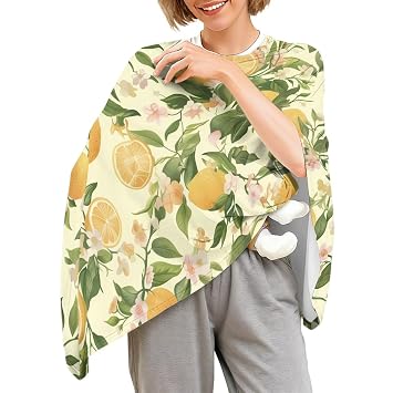 Yellow Lemon Nursing Cover Up for Breastfeeding Breathable Privacy Nursing Covers Soft Cozy Breast Feeding Covers for Women Newborn Essentials Must Haves Neck Insert for Hands-Free View