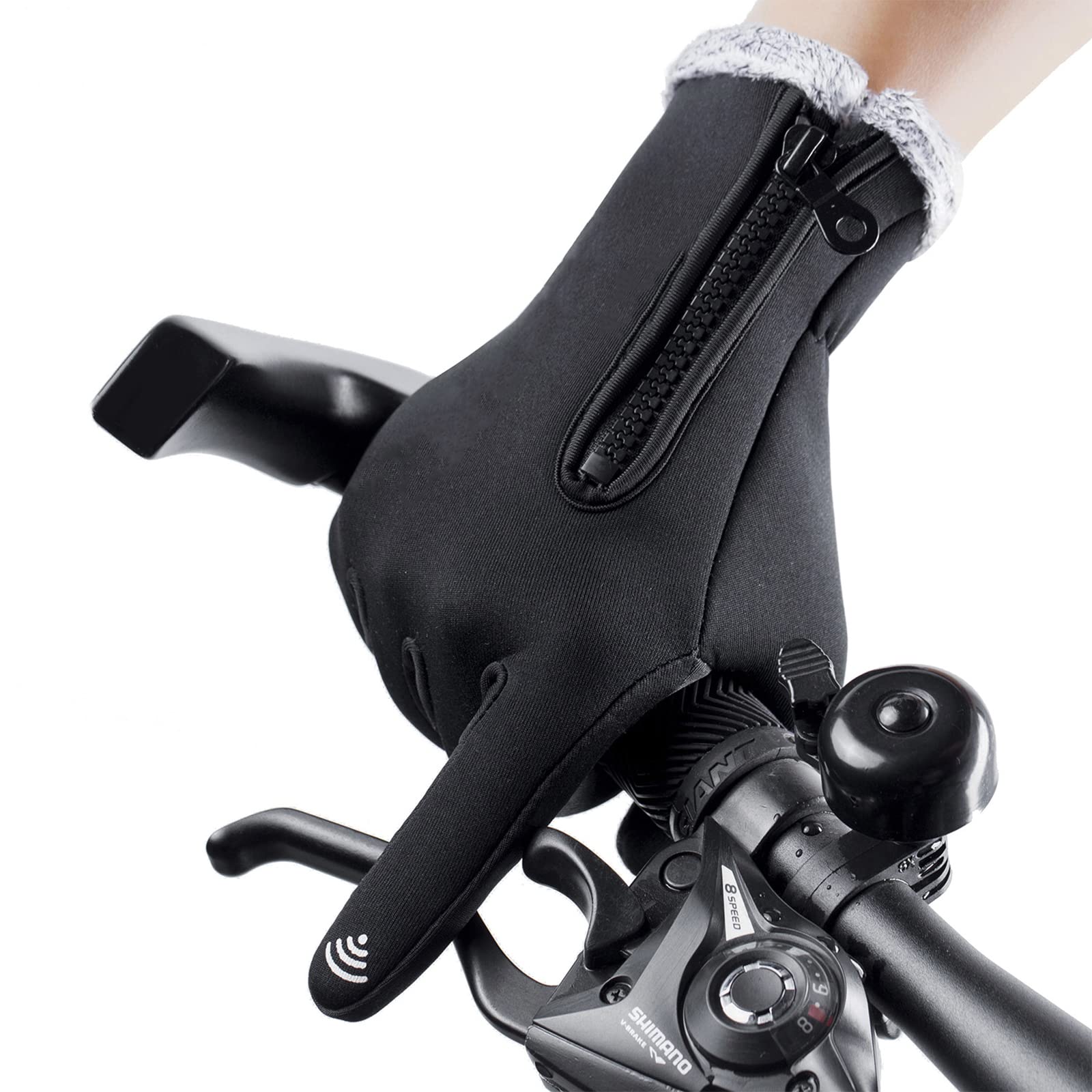 Guanti da Ciclismo All'aperto Guanti Invernali in Pile Polare Touch Screen Guanti da Bicicletta Scooter Antivento Impermeabili Guanti da Bici Caldi