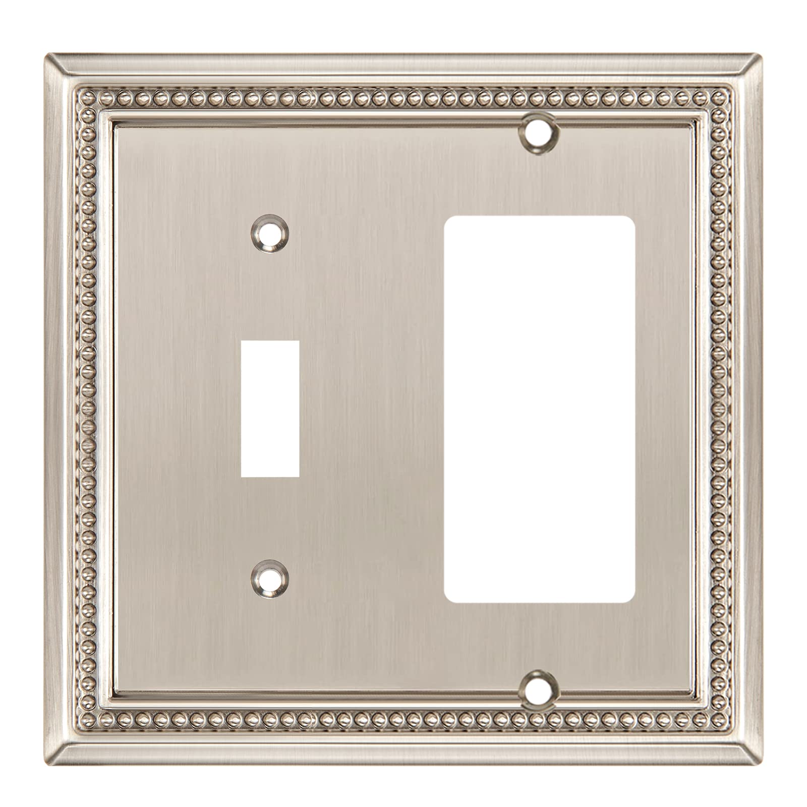 Henne Bery Sunken Pearls Heavy Duty Decorative Wall Plate Switch Plate Outlet Cover (Toggle/Decorator, Satin Nickel)