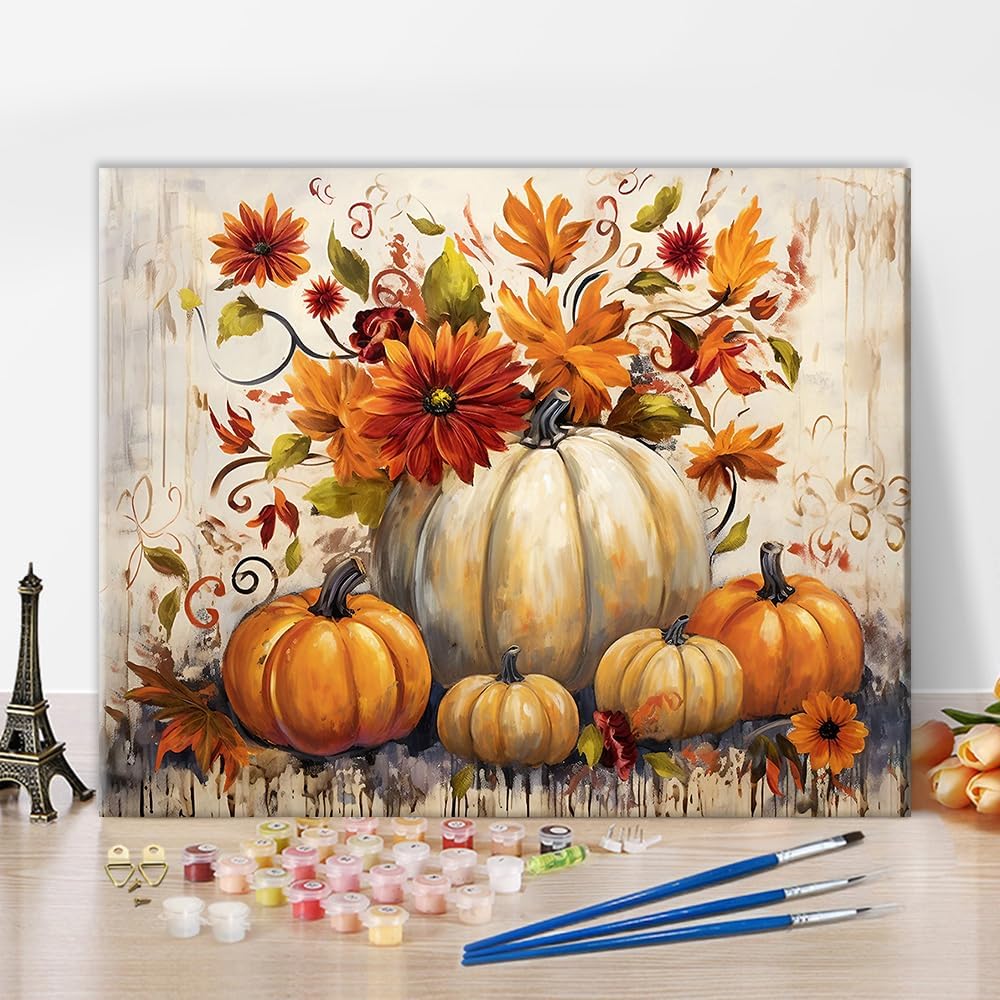 TISHIRON Pumpkin Paint by Numbers for Adults, DIY Acrylic Paint by