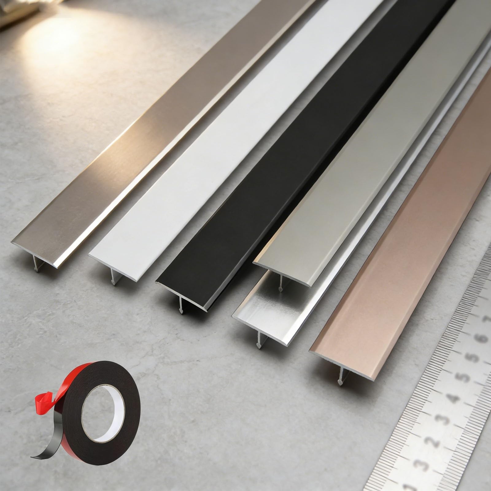 Umbral de metal plano contra tropiezos para instalar sobre suelos de madera y azulejos