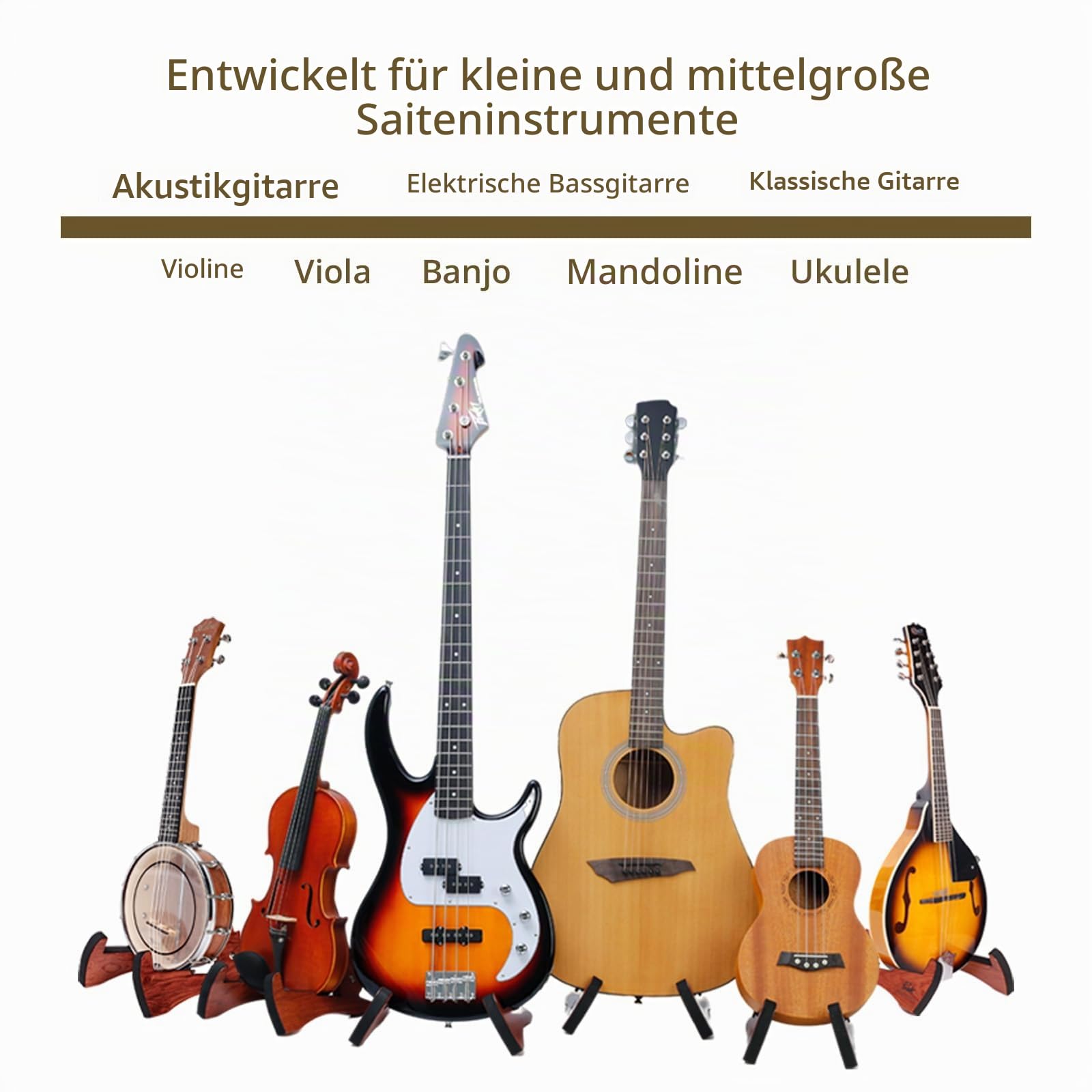 MUSO Gitarrenständer Stativ Verstellbar Klassischer Holzständer Universal für Akustik und Bass E-Gitarren Klappboden Reiseständer Kleiner Einzelhalter