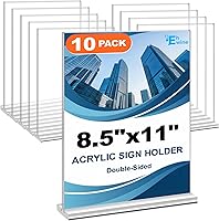 EHWINE 10 Pack 8.5x11 Acrylic Sign Holders - Double-Sided Clear Tabletop Stands for Menus Flyers Offices Stores Weddings