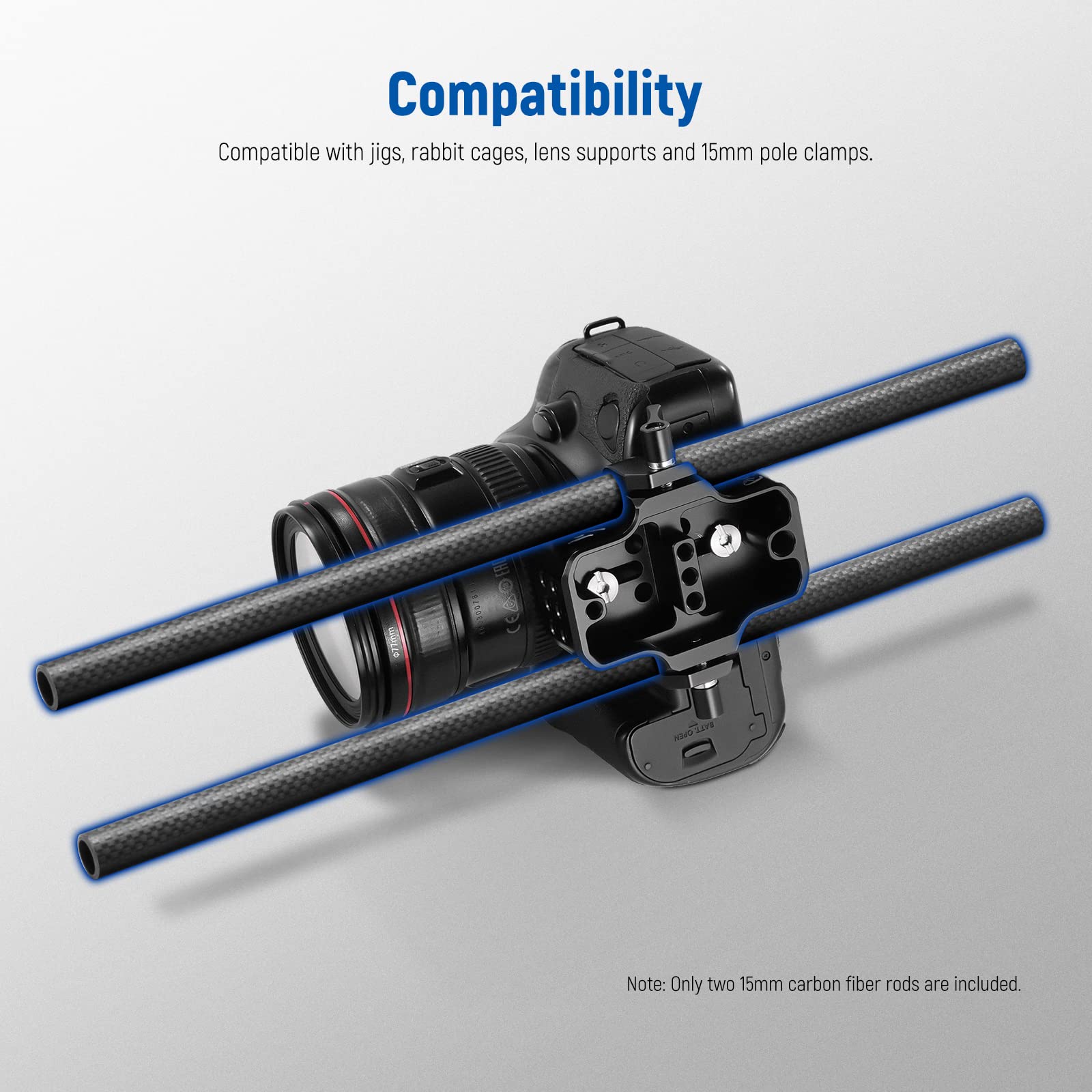 NEEWER 15mm Tiges d'extension en Fibre de Carbone 40cm Compatible avec SmallRig Compatible avec Tilta Système de Support d'épaule Rail,DSLR,Cage de stabilisation de caméra,Matte Box,Base Plate,SR002