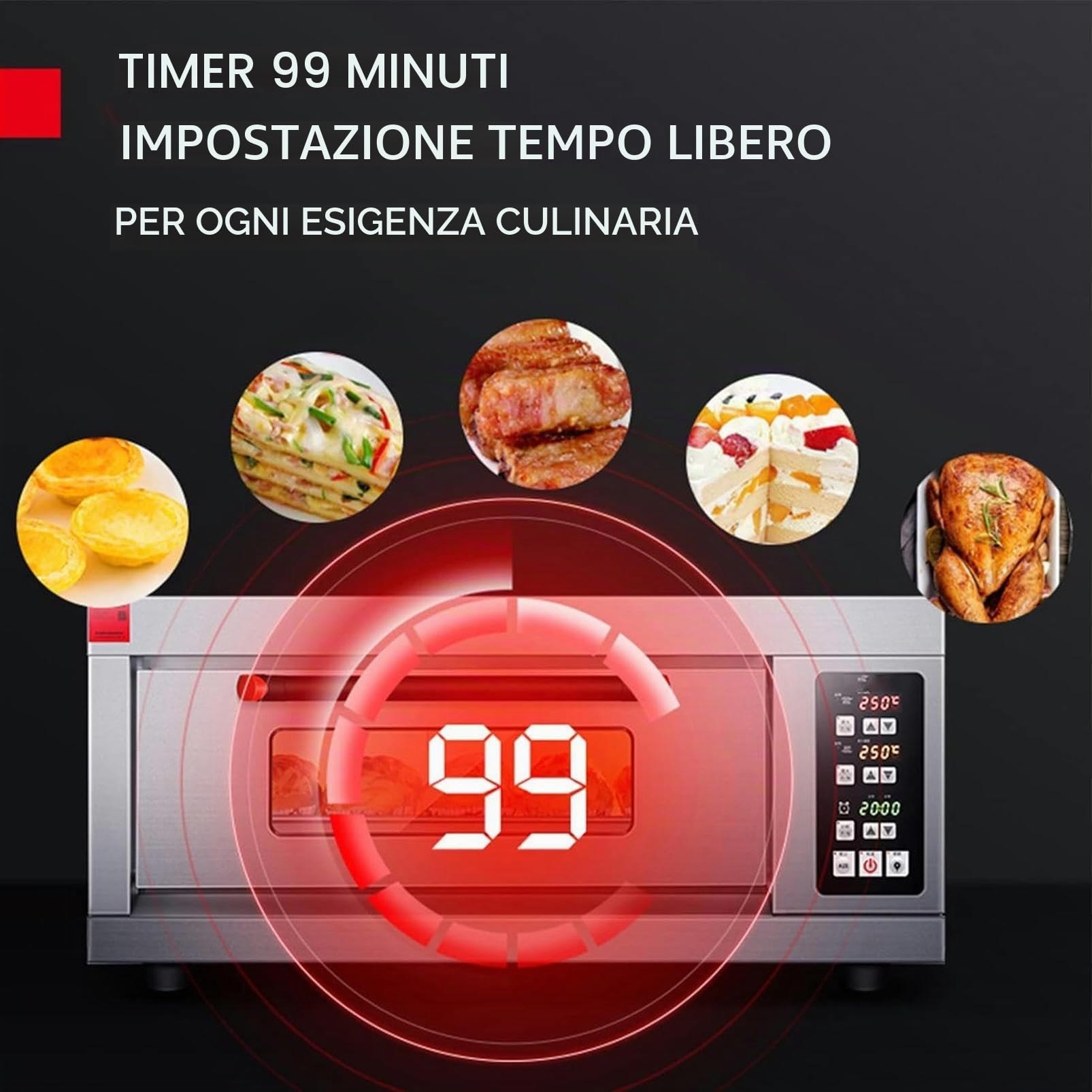 Controsoffitto Forno per Pizza Commerciale, Piano Singolo, Forno Elettrico per Pizza in Acciaio Inossidabile 220v 3200w, Pizzaiolo Multiuso per Interni per Ristorante Casa Pretzel al Forno