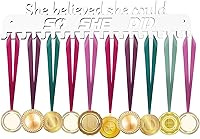 Vista 24 de Soporte para medallas – She Believed She Could She Did – Soporte personalizado para medallas para corredor de carreras deportivas, placa de metal