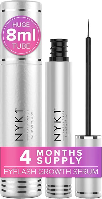 AMAZING Eyelash Growth Serum Lash Serum (XL Size - 8ml) NYK1 LashForce Eyelash Serum For Growth And Thickness - Lash Growth Serum For Eye lash Serum Growth To Grow Fuller Thicker Longer Natural Lashes