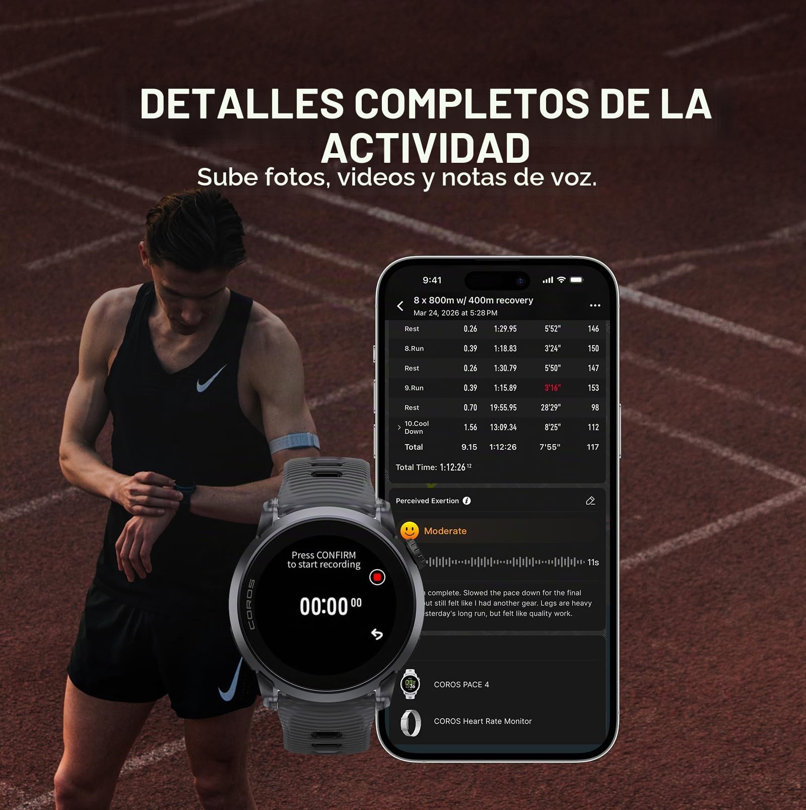 COROS Pace 4 Reloj GPS Deportivo Ultraligero -Cristal Negro, Aluminio | Pantalla táctil AMOLED de 1,2", 19 días de uso diario, control por voz, herramientas de entrenamiento avanzadas, GPS preciso