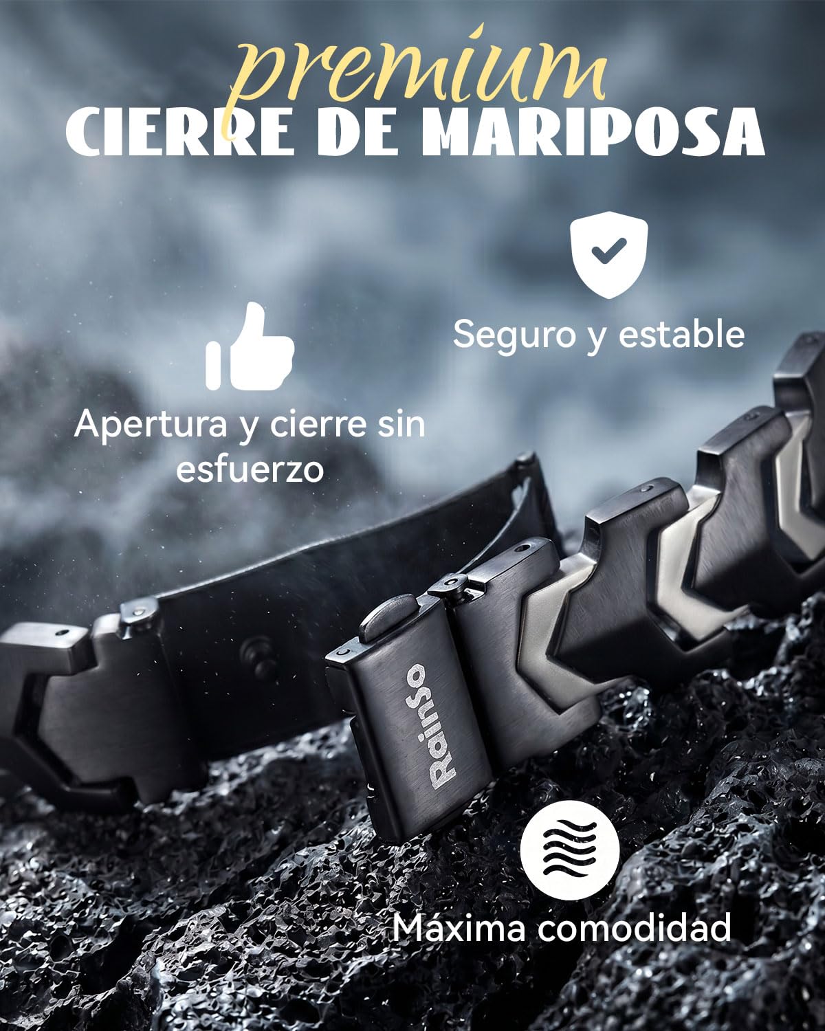RainSo Pulsera magnética para hombre, de acero inoxidable, diseño de flecha mate, ajustable, resistente, para escalada al aire libre (9,45 pulgadas)