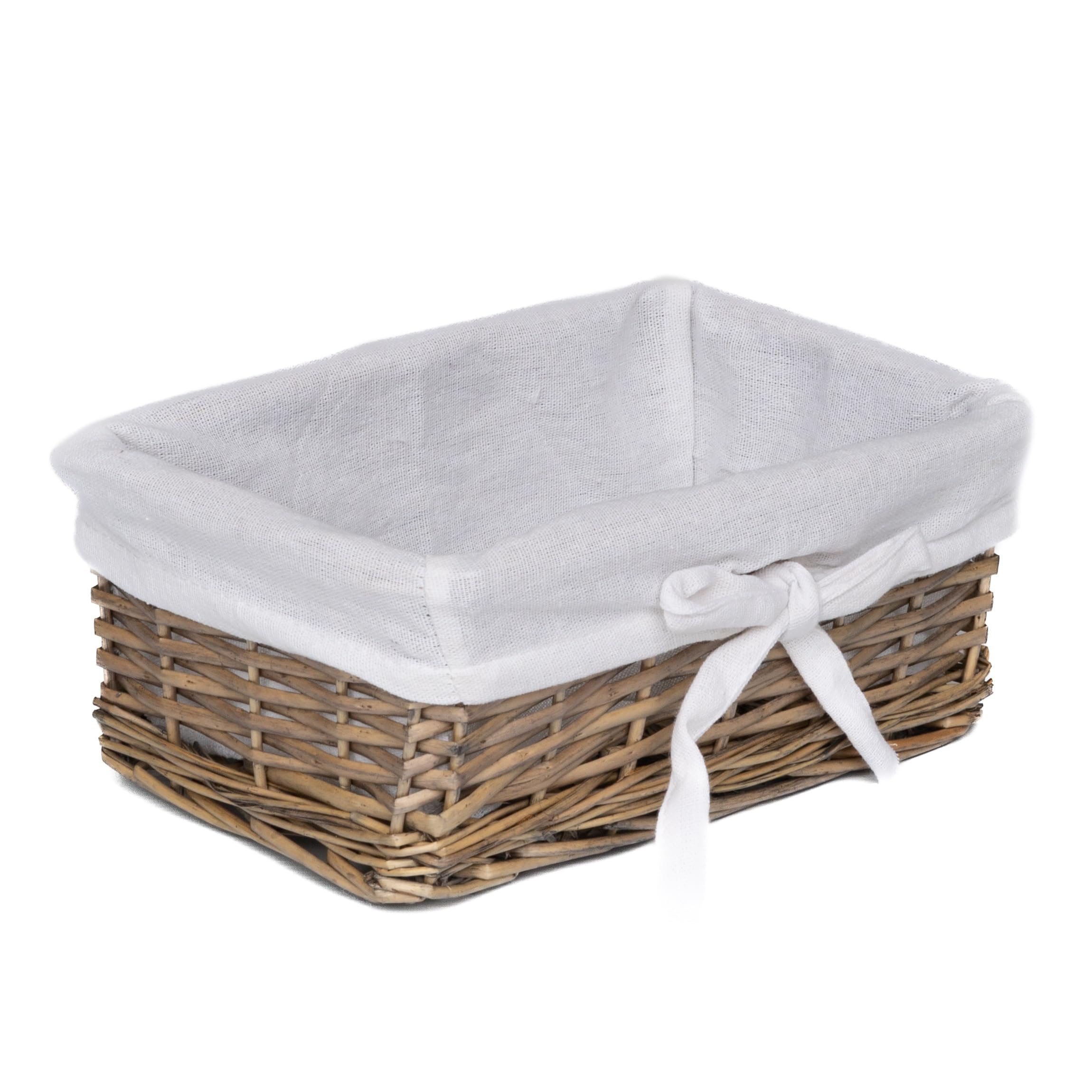 Arthur Cameron - Extra Small Wicker Basket with Lining, Hand-crafted Small Wicker Tray - Wicker Storage Tray, Small Storage Basket, Wicker Storage Basket, Organiser Tray (Antique Wash)