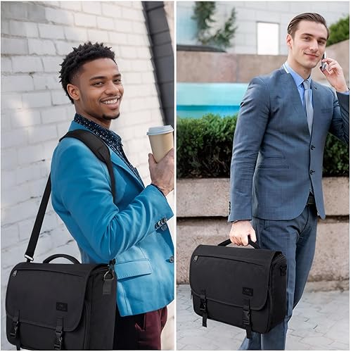 Miniatura 7 de MATEIN Bolsa tipo mensajero para hombres, mochila escolar para adolescentes, ligera de 17.3 pulgadas, maletín para laptop grande, bolsa cruzada