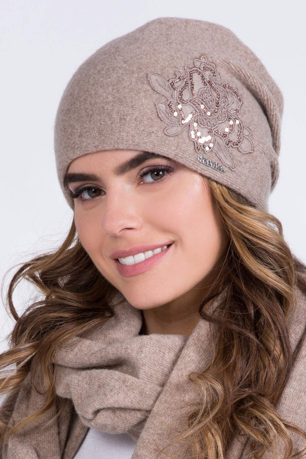 Kamea Dame Beanie Mütze Kopfbedeckung Winter Warm Dick Einfarbig Lajla, Beige,Einheitsgröße