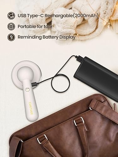 Miniatura 7 de CuieTuee Afeitadora eléctrica recargable para quitar pelusas con pantalla digital LED, 3 engranajes ajustables, 6 cuchillas para ropa, suéter, sofá,