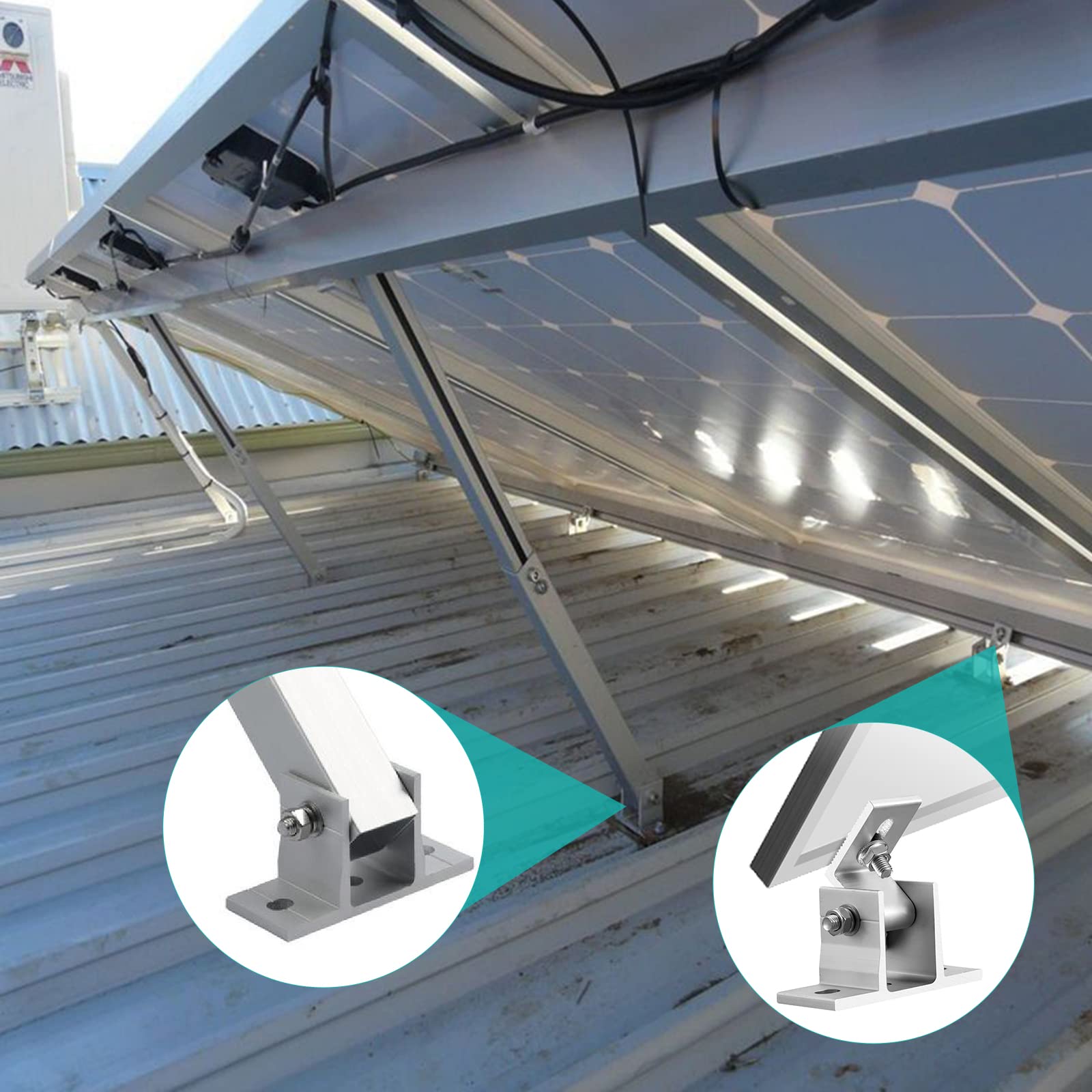 uchwyt do modułu solarnego, 4 sztuki, regulowany uchwyt fotowoltaiczny, panel słoneczny 15°-30°, uchwyt ze stopu aluminium z obrotowym uchwytem kątowym (4 szt.)