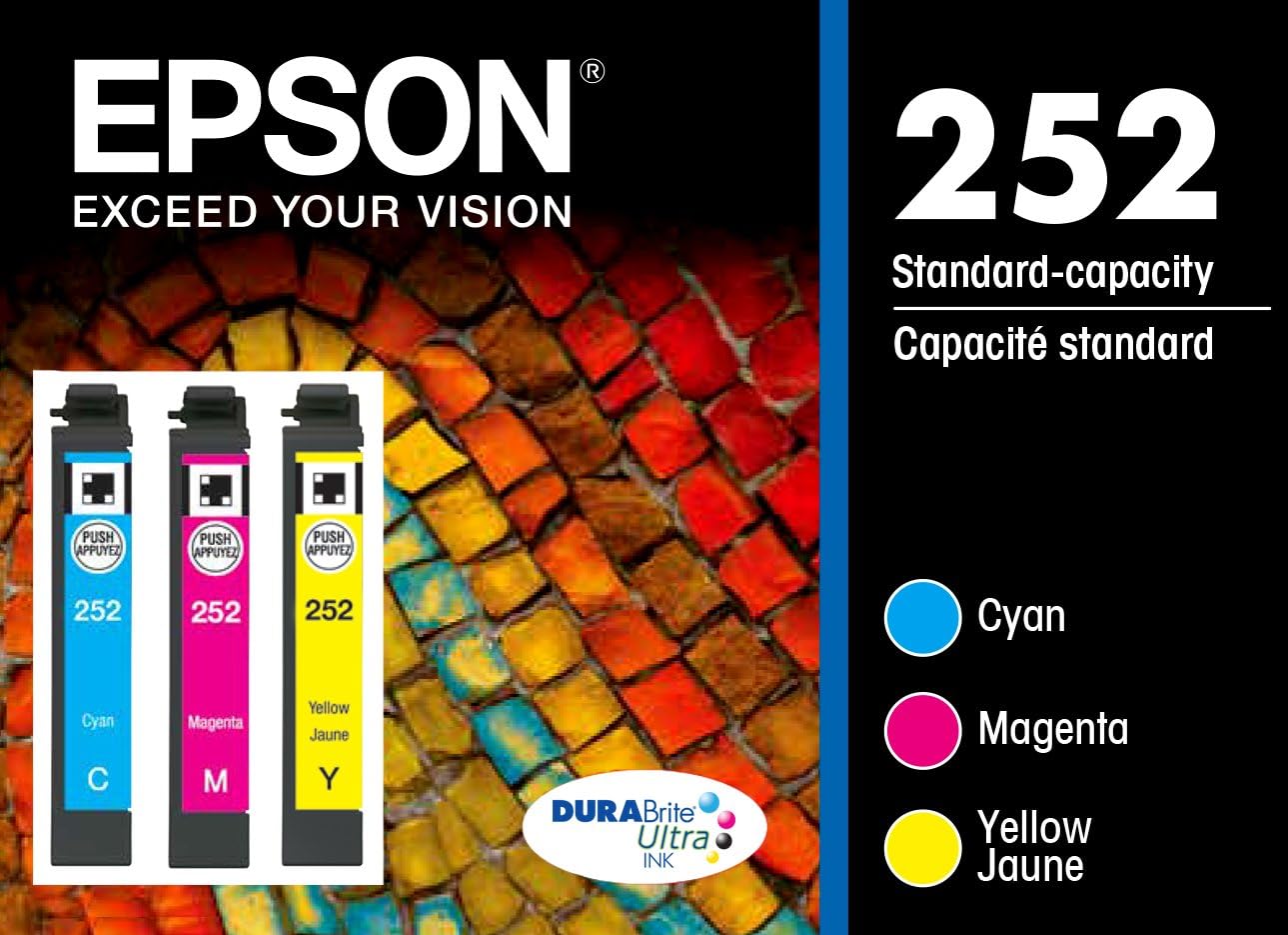 Epson T252520 DURABrite Ultra Color Multi-Pack Ink Cartridges Standard-Capacity (CMY) - Frustration Free Packaging Ink