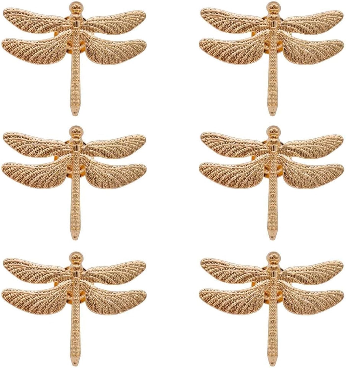 Cabinet Pulls, 6 Pcs Dragonfly Cabinet Knob, Hardware Furniture Decoration Handles for Drawer Dresser Wardrobes Closet Kitchen Cupboard Bedroom, Vivicap Dragonfly Pulls Decoration (Gold)