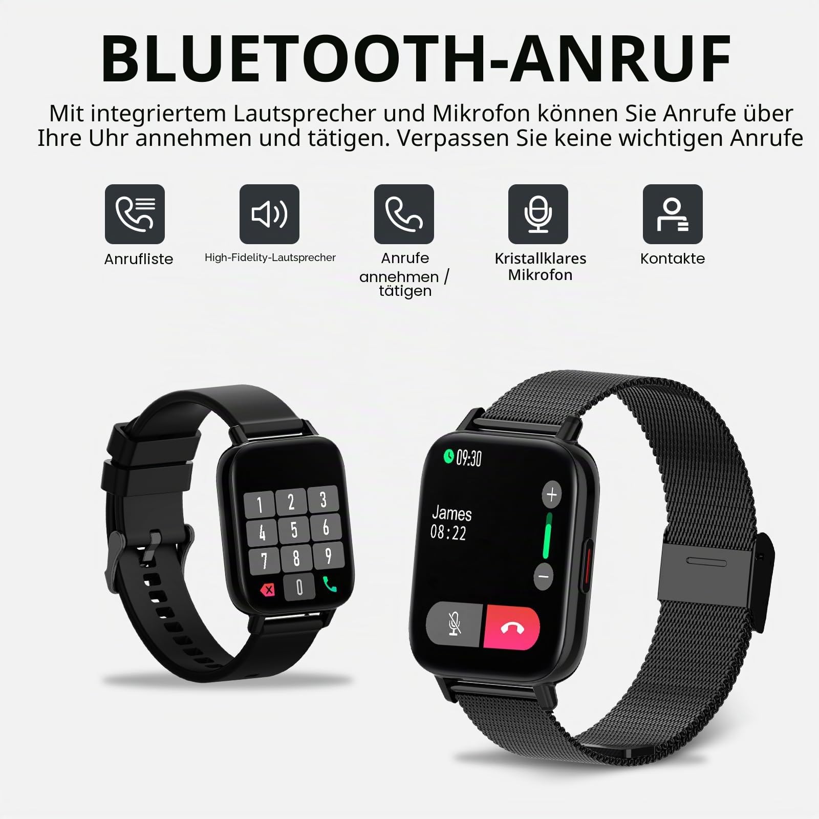 Smartwatch Damen 1,69 Zoll Bluetooth Anrufe Fitnessuhr Herzfrequenzmonitor Schlafmonitor Schrittzähler SpO2 Fitness Tracker Kalorien Musiksteuerung