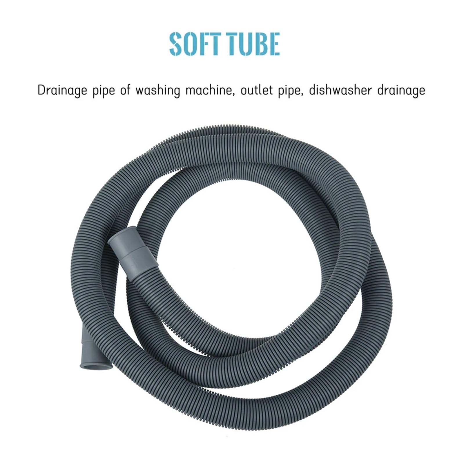 Kit di prolunga per Tubo di Scarico da 2 Metri (6,6 Piedi), Tubi di Ricambio universali, Compatibile con Lavatrice, asciugatrice e lavastoviglie.