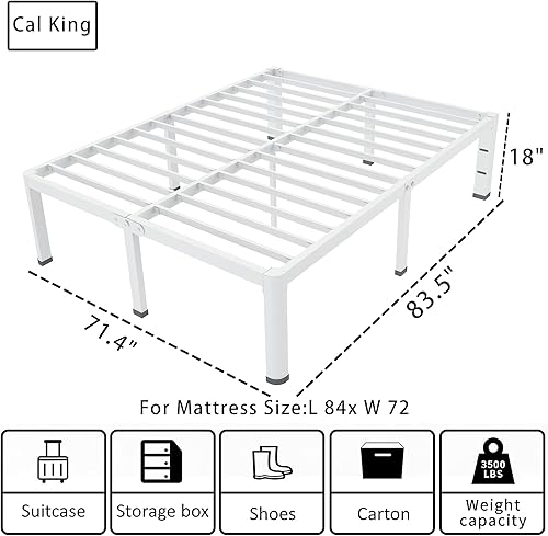 Miniatura 18 de ROIL Base de cama individual XL de 18 pulgadas con esquinas redondeadas y agujero para cabecero, retenedores de colchón de metal de 3500 libras,