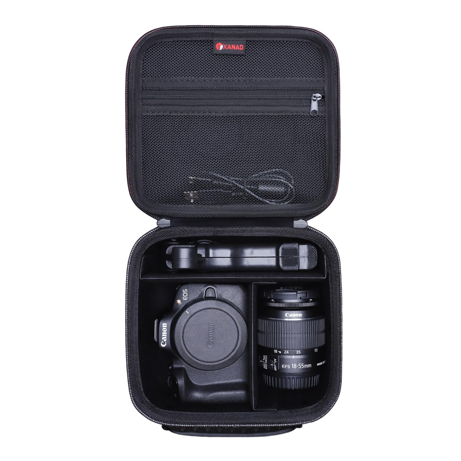 XANAD XNAND Étui pour Canon EOS R50 / R6 Mark II / R8 Mark II / R100 / R10 / R5 / R50 V/Panasonic LUMIX FZ80D / Kodak PIXPRO AZ425 / AZ255, avec cloisons Amovibles renforcées (Noir)