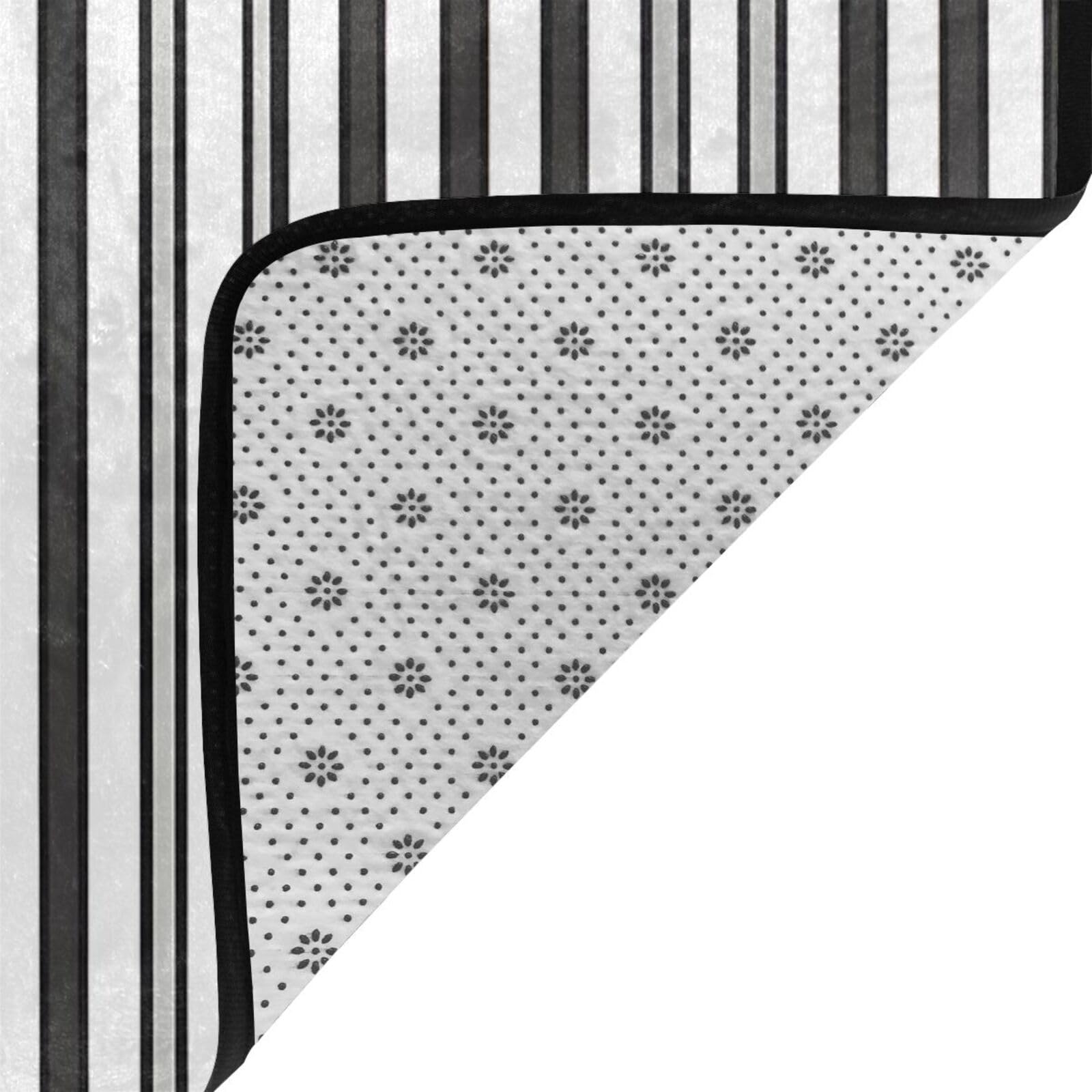Premium-Teppich, schwarz-weiß gestreift, 91 x 61 cm, 183 x 121 cm, bedruckt, ultraweiches Flanell mit hochdichtem Memory-Schaum, für Wohnzimmer und Büro