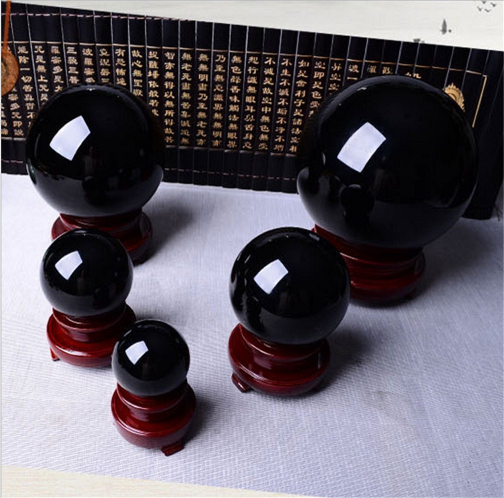 Amazon.co.jp: xiulin 人工(溶錬)黒曜石 水晶玉 クリスタル上質 珠