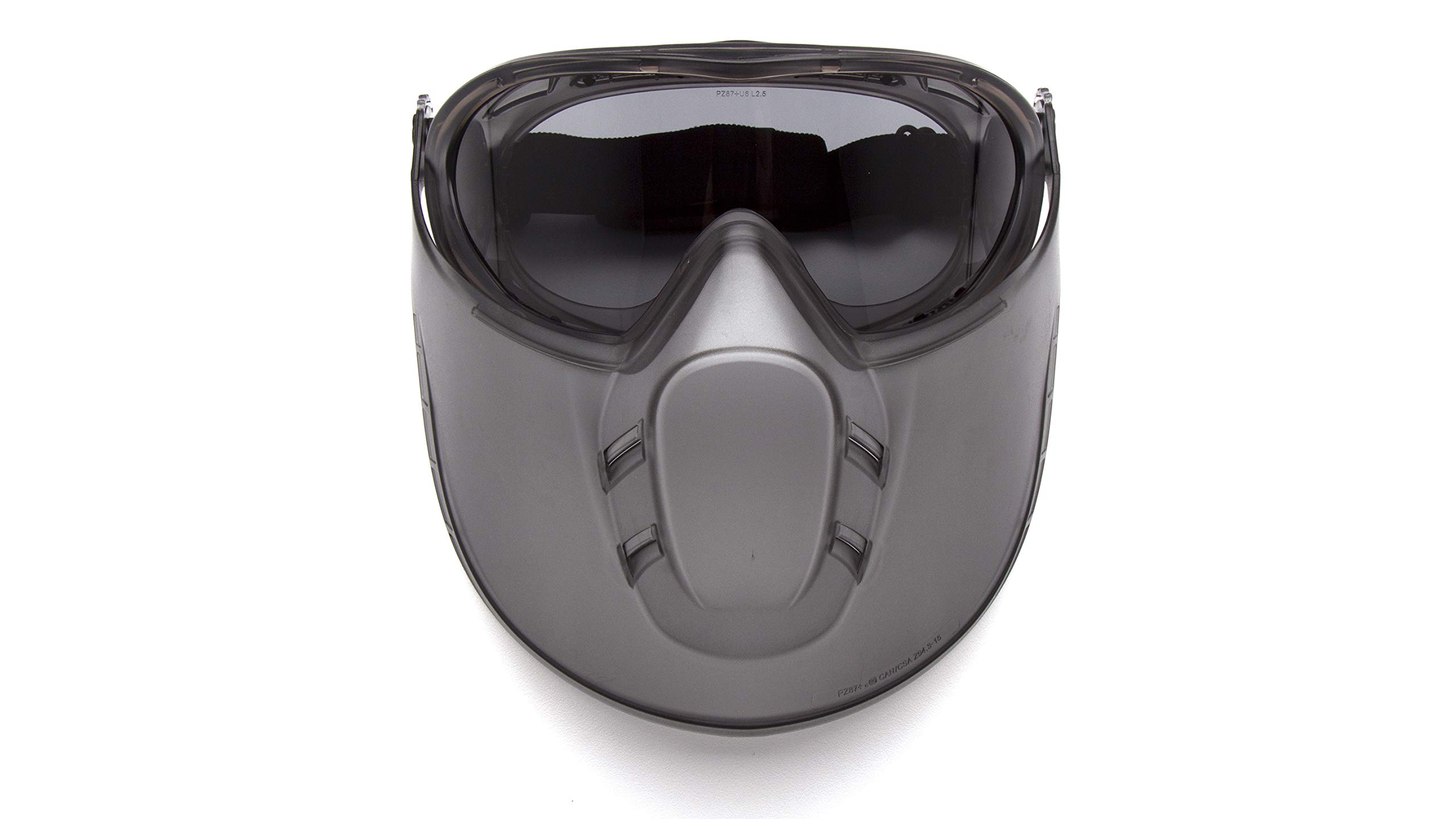 Pyramex Capstone - Gafas de seguridad directas e indirectas con protector facial, marco gris/lente antivaho H2X gris