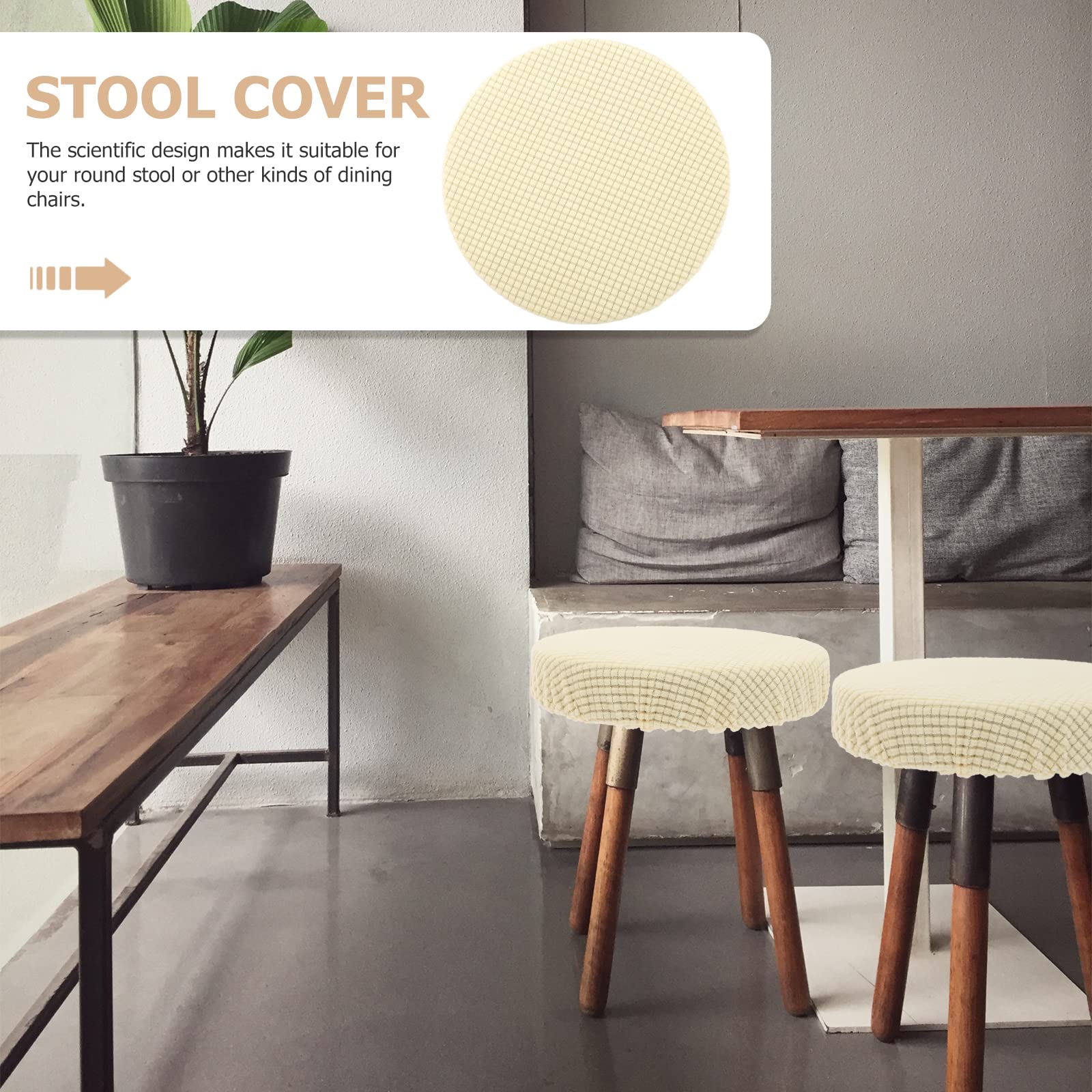 FOMIYES Round Bar Stool Seat Covers Bar Stool Cushion Cover Washable Stool Cushion Slipcover Elastic Stool Slipcover Bar Stool Chair Covers Protector Sitting Stool Cover Cushion