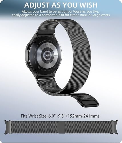 Miniatura 6 de Zedoli Correas de metal sin brechas compatibles con Samsung Galaxy Watch 6Watch 5Galaxy Watch 4 Band 1.575 in 1.732 inGalaxy Watch 5 Pro Band 1.772