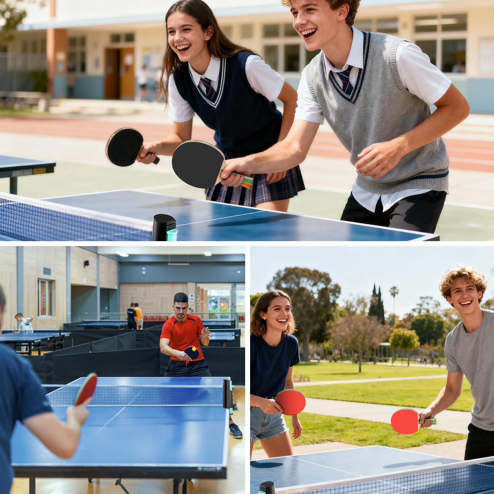 Set da ping pong per 2 giocatori, 2 racchette, 1 rete e 6 palline, kit da ping pong per giocare in interni ed esterni