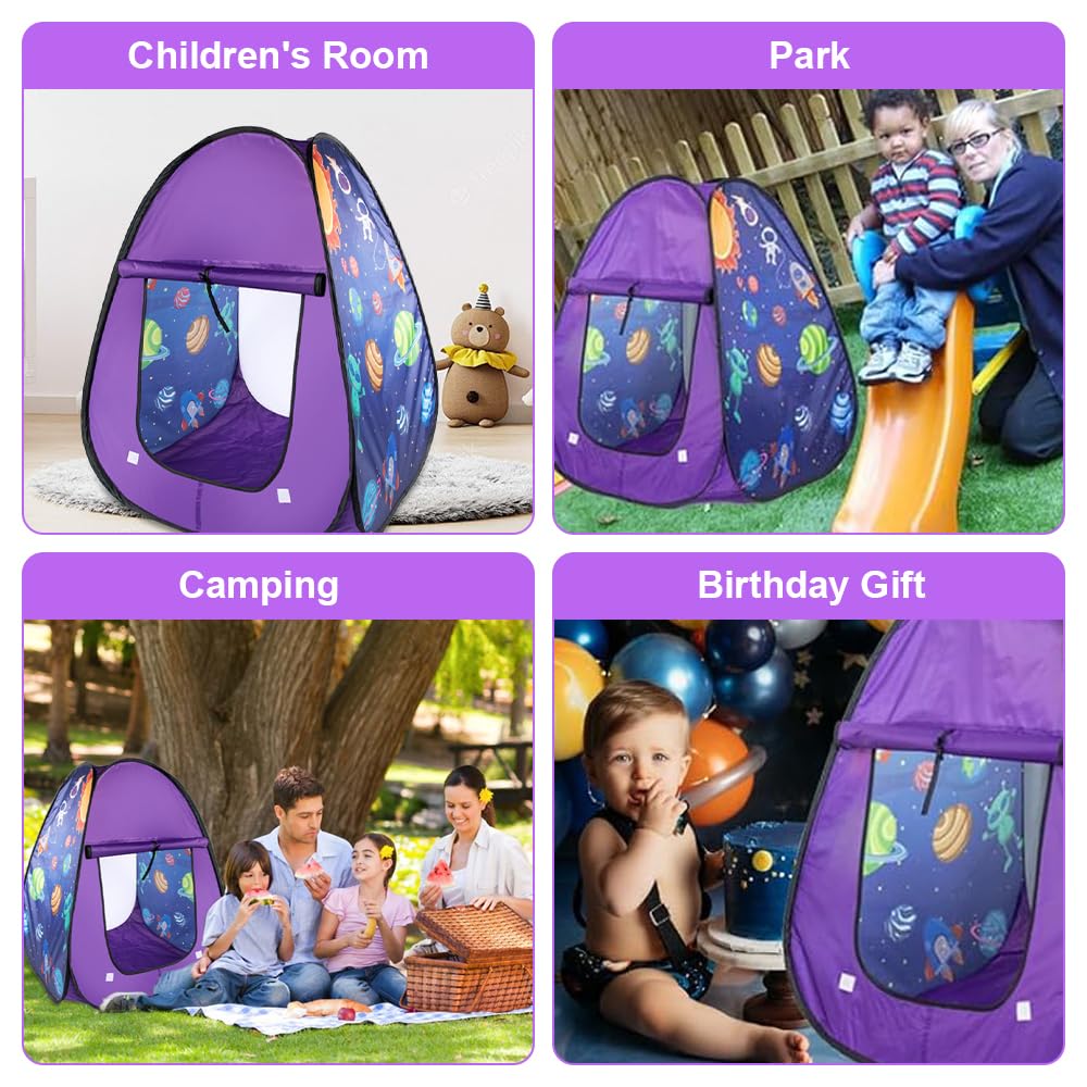 Jonuin Pop Up Play Tent, Pop Up Tents for Kids Astronaut Spaceship Space Playhouse, Foldable Kids Tent with Carry Bag - Image 4